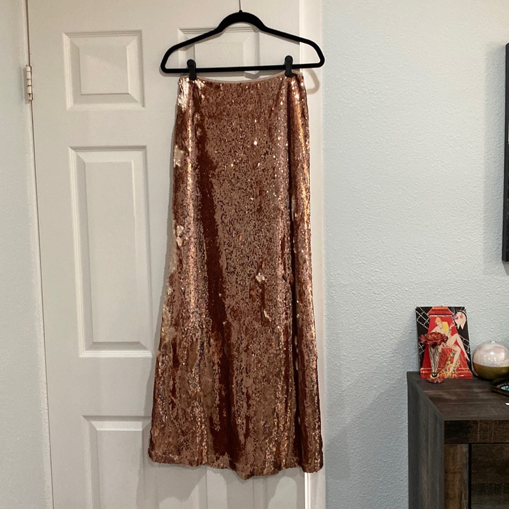 Gold sequin maxi skirt, size L